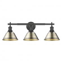  3306-BA3 BLK-AB - Orwell 3-Light Vanity Light in Matte Black with Aged Brass